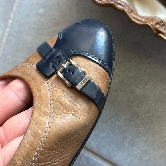 Moving Sale | TOD'S Leather Scrunch Ballet Flats Brown Dark 8.5 with orginal bag - Picture 7 of 15